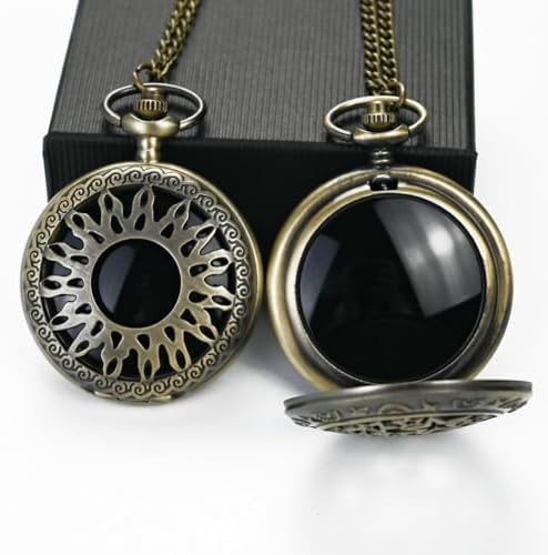Black Obsidian Scrying Mirror, Obsidian Feng Shui Mirror, Witches Mirror Presents, Witchcraft kit Divination Tools (Pocket Watch-8)