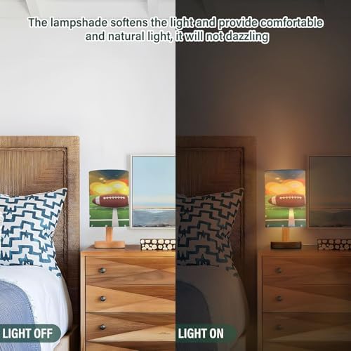 ALAZA American Football on Decor Bedside Table Lamp with USB Port for Bedroom Nightstand Office Desk LED Bulb Included
