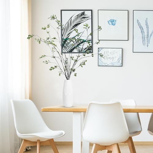 Sggvecsy 47.2’’ 4Pcs Artificial Ficus Branches Artificial Greenery Stems Faux Ficus Twig Plants Fake Leaf Spray Green Eucalyptus Branches for Vase Filler Office Home Wedding Decoration