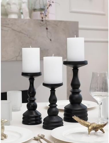 CANDWAX 3x4 inch Pillar Candles Set of 3 – Unscented Dripless Rustic White Candles for Wedding Decor, Events, Centerpieces