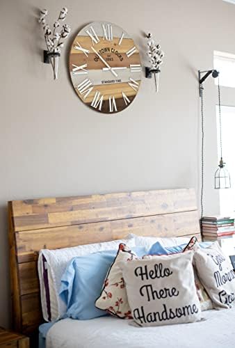 30" Wooden Multi-Color Rustic Farmhouse Wall Clock (Wood, 30 inch)
