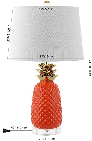 JONATHAN Y Pineapple Ceramic Table Lamp Bedside Nightstand 23", Orange/Gold