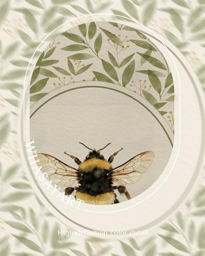 WHASAYART Gold Framed Vintage Wall Art for Living Room, Animals Painting Prints Shelf Decor for Kitchen, Aesthetic Bedroom Wall Art, Best Gifts for Friends or Family - Bee 16L x 12W
