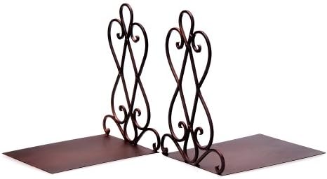 Artkingdome Vintage Metal Bookends for Heavy Books, Non-Slip Book Stoppers for Shelves, Farmhouse Decorative Holders for Office Desk, Sturdy Book Ends for Classroom Library Home, Set of 2 with Pads