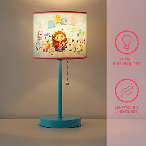 Idea Nuova Gabby's Dollhouse Stick Table Lamp for Kids with Pull Chain