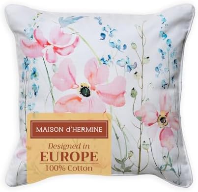 Maison d' Hermine Throw Pillow Covers 100% Cotton (20" x 20" - Pack of 1)