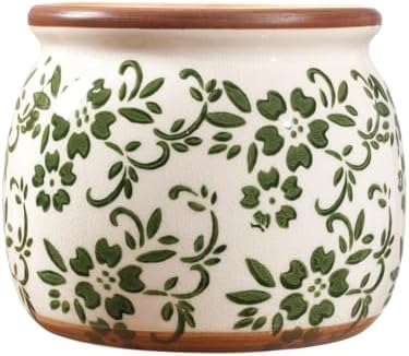 Vintage Ceramic Flower Pot, 6.5in, with Drainage & Filter