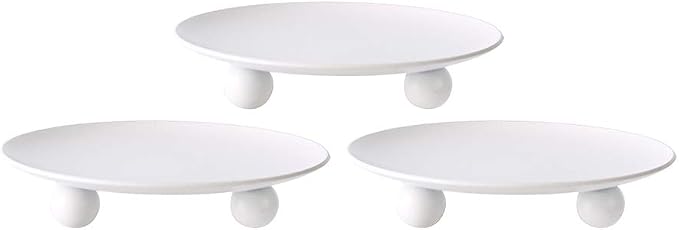 White Iron Plate Candle Holder,Decorative Iron Pillar Candle Holder, Set of 3,Candle Stand for Wax Candles