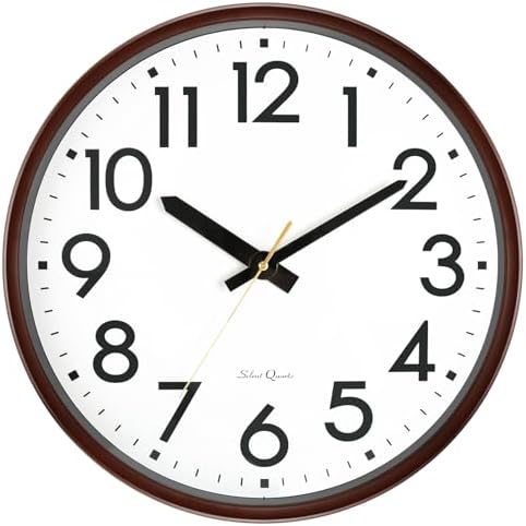 Caysie 20 Inch Large Silent Non Ticking Wall Clock, Quartz Battery Operated, Round Decorative Retro Brown Clock for Living Room, Bedroom, Kitchen, School, Office (Brown)