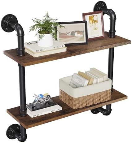 Merapi 2 Tier Rustic Floating Shelves Industrial Pipe Floating Shelf