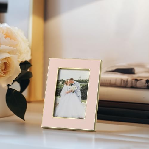 eletecpro 2.5x3.5 Enamel Picture Frame with Real Glass Cover, Pink, 1-Pack