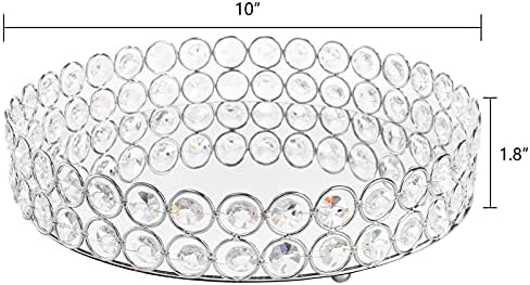 Hedume Mirrored Crystal Vanity Tray, 10 Inches Crystal Cosmetic Makeup Tray, Ornate Decorative Tray for Perfume, Jewelry and Makeup (Pack of 2)