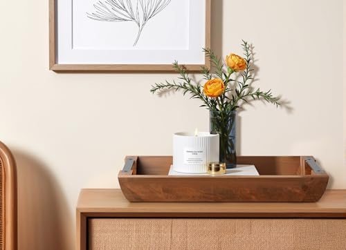 Acacia Wood Serving Tray, 15×10in Tray for Ottoman, Space-Saving