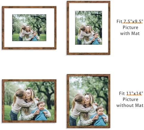 Picrit 11x14 Picture Frame Set of 12, Modern Gallery Wall Frames, Brown