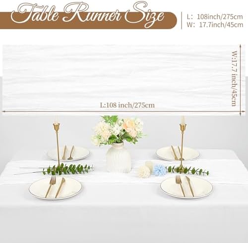 20 Pack Cheesecloth Table Runner 17 x 108 Inch, White