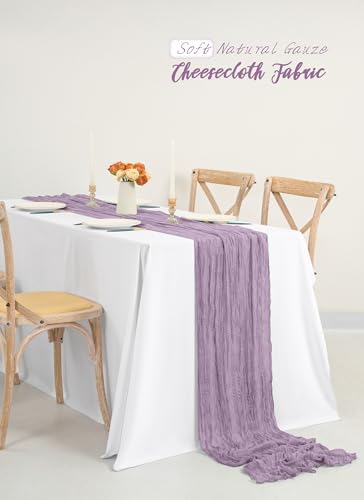 10 Pack Purple Cheesecloth Table Runner Long,21.5 x 120 Inch