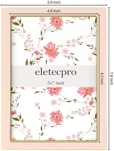 eletecpro 5x7 Enamel Picture Frame with Real Glass Cover, Pink, 2-Pack