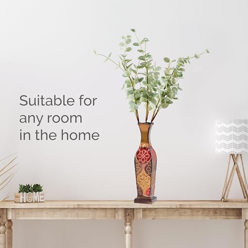 Elements Harlequin Embossed Decorative Metal Vase, Home Decor for Dried Flower and Artificial Floral Arrangements, Living Room, Bedroom, Table Centerpiece, 17-Inch (Pack of 4)