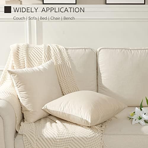 Stellhome Pack of 2 Velvet Pillow Covers Square Decorative Cushion Covers for Bed Couch Sofa Bench, 20 x 20 inch (50 x 50 cm), Cream