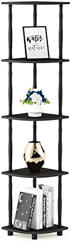 Furinno Turn-N-Tube 5 Tier Corner Display Rack Multipurpose Shelving Unit with Classic Tubes, Espresso/Black (18035EX/BK)