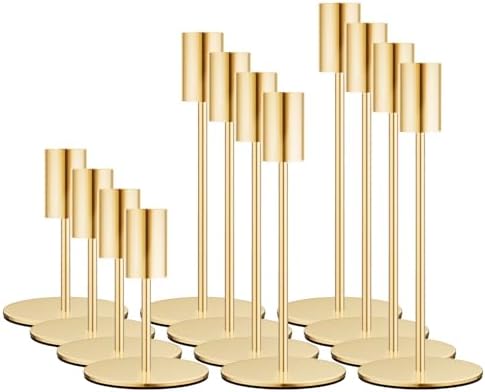 zeochyni Set of 12 French Gold Taper Candle Holder Bulks for Wedding, Party