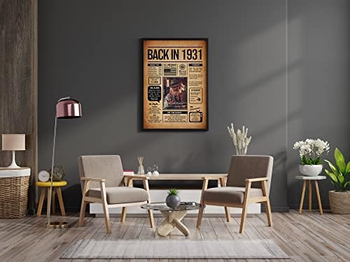 Back in 1931 Poster Sign, Personalized Birthday Gifts Idea, Custom 1931 Historical Birthday Newspaper, Born in 1931 Birthday Party Decorations, Fun Fact for the Day You Were Born, Decor Art Print