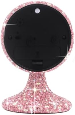Luxury Rhinestone Small Alarm Desk Table Clock Morning Call Handmade Fashion Design for Bedroom Houseroom Living Room Cute As Gift AR (Pink)