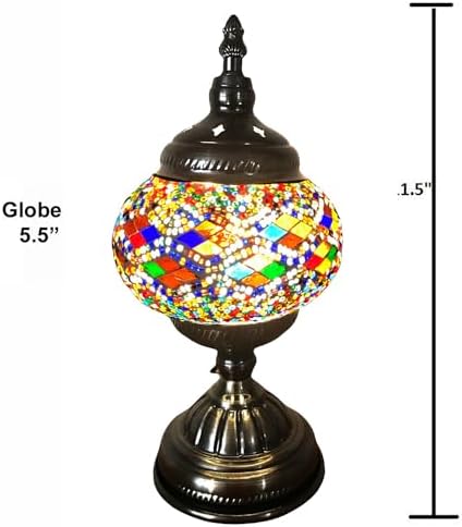 SILVERFEVER Handcrafted Mosaic Turkish Lamp Moroccan Glass Table Desk Bedside Light Bronze Base with E12 Bulb Multicolored Glass Mosaic(Dark Purple Wave)