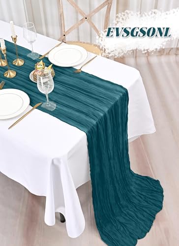 20 Pack Teal Cheesecloth Table Runner Long,21.5 x 120 Inch