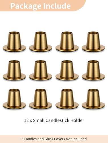 NUPTIO Gold Candlestick Holders Set of 12, Small