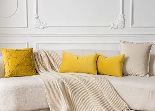 JUSPURBET 16x24 Lumbar Velvet Throw Pillow Covers Set of 2,Yellow