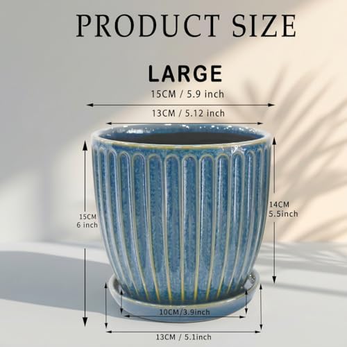 6-Inch Ceramic Plant Pots with Drainage Hole, Modern Flower Pots