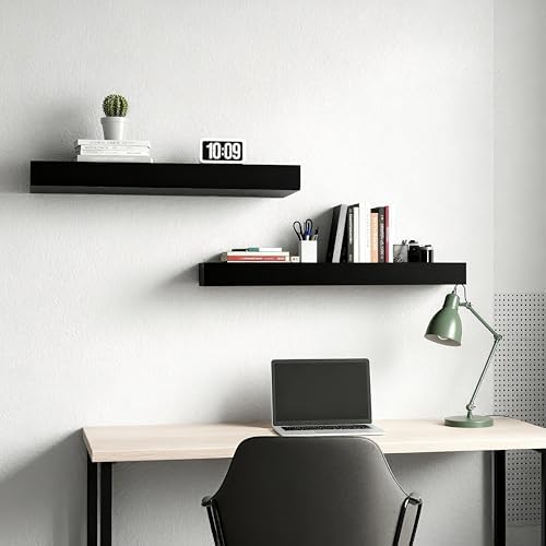 Floating Shelves for Wall,Over The Toilet Storage Cabinet-Set of 2 Black 24 Inch.Wall Shelves for Bathroom,Bedroom,Living Room,Kitchen-Modern Helf Display Organizer&Decor(Black,2pcs)