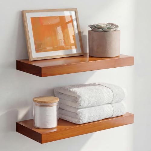 Homeforia 16 Inch Floating Shelves, High-End Solid Pine Wood, Set of 3