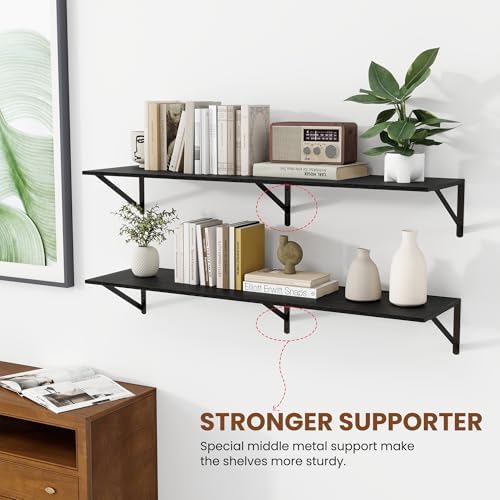 Heimlove 44W x 12D Deep Floating Shelves Set of 2 Black