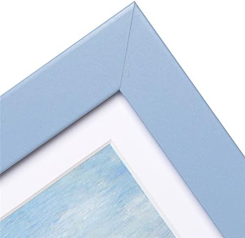 Muzilife Blue 5x7 Wood Picture Frame with Mat, Real Glass Cover, 4 Pack