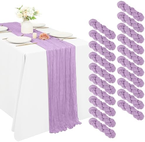 20 Pack Cheesecloth Table Runner 17 x 108 Inch, Lavender