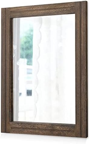 AAZZKANG Rustic Wood Mirror Rectangle Decorative Wall Hanging Mirrors with Frame for Bedroom Living Room Bathroom Home Entryway