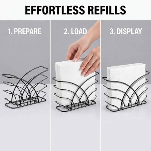 Napkin Holder for Table, Black Iron Upright Paper Dispenser