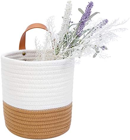Wall Hanging Storage Basket, Woven Plant Holder for Organizing, 6.3” x 7"