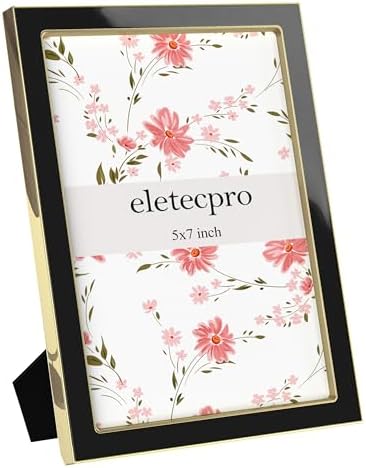 eletecpro 5x7 Enamel Picture Frame with Real Glass Cover, Black, 1-Pack
