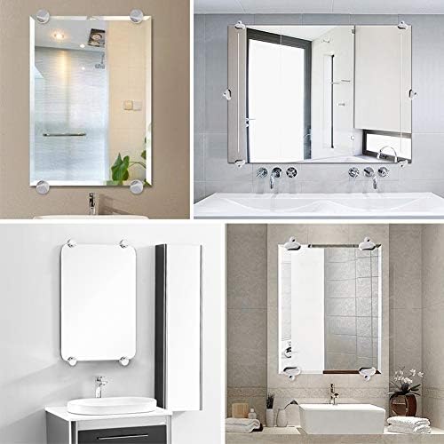 Mirror Clips - Glass Clips Clamps Holder for 3-5mm Thick Mirror 4PCS, Polished Chrome