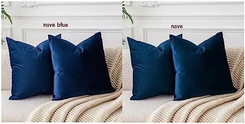 JUSPURBET 22x22 Decorative Velvet Throw Pillow Covers Set of 2,Navy Blue