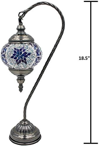 SILVERFEVER Handcrafted Mosaic Turkish Lamp Moroccan Glass Table Desk Bedside Light Bronze Base with E12 Bulb (Star of David Lattern)