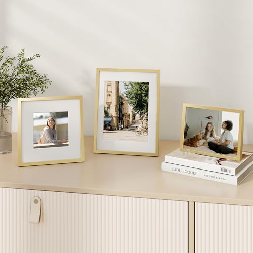 6x9 Metal Picture Frame - High-End Aluminum Frame for Art, Simple and Elegant 6 by 9 Poster Photo Frame for Wall Gallery, Mount Horizontally or Vertically, Gold, 1 Pack