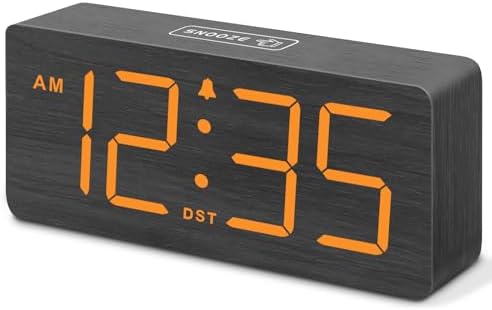 DreamSky Wooden Digital Alarm Clock for Bedroom with Large Numbers