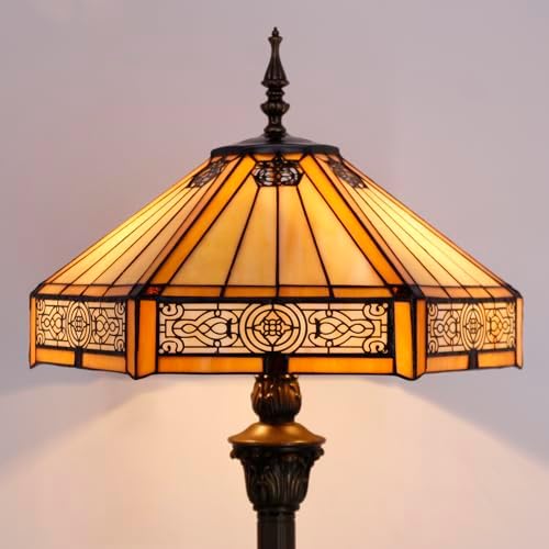 WERFACTORY Tiffany Floor Lamp Stained Glass Mission Standing Reading Light