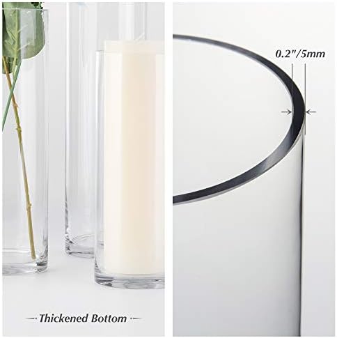 WGVI Quality Thick Clear Cylinder Glass Vase, 3" W x 5" H, Floral Container, Glass Candle Holder, Flower Vases, Wedding Centerpiece, Planter Terrarium, Table Top Home Décor Accent, 1 Piece