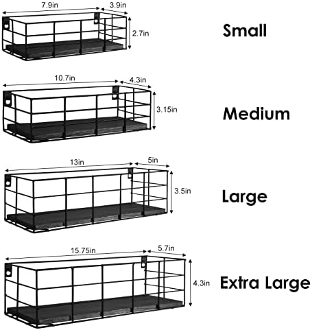 Fixwal Wire Frame Floating Shelves for Wall 4 Different Sizes, Black