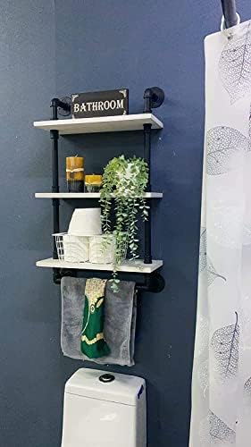 ROGMARS Industrial Pipe Shelving Bathroom Shelves with Towel Bar